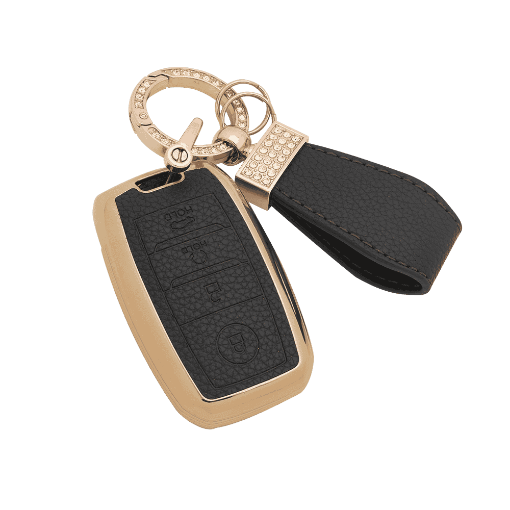 DM Logo branding high quality pu leather keychain key case organizer holder protector for Kia k2 k3
