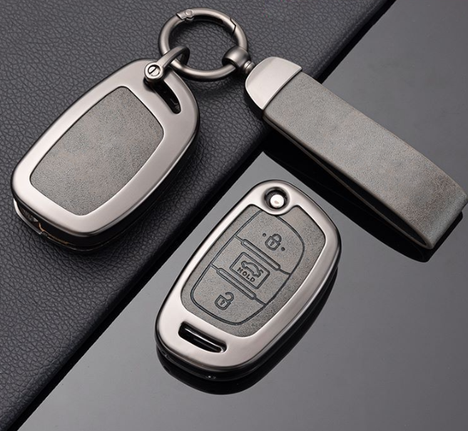 China manufacturer custom made zinc alloy leather car key accessories fob cover case holder hyundai