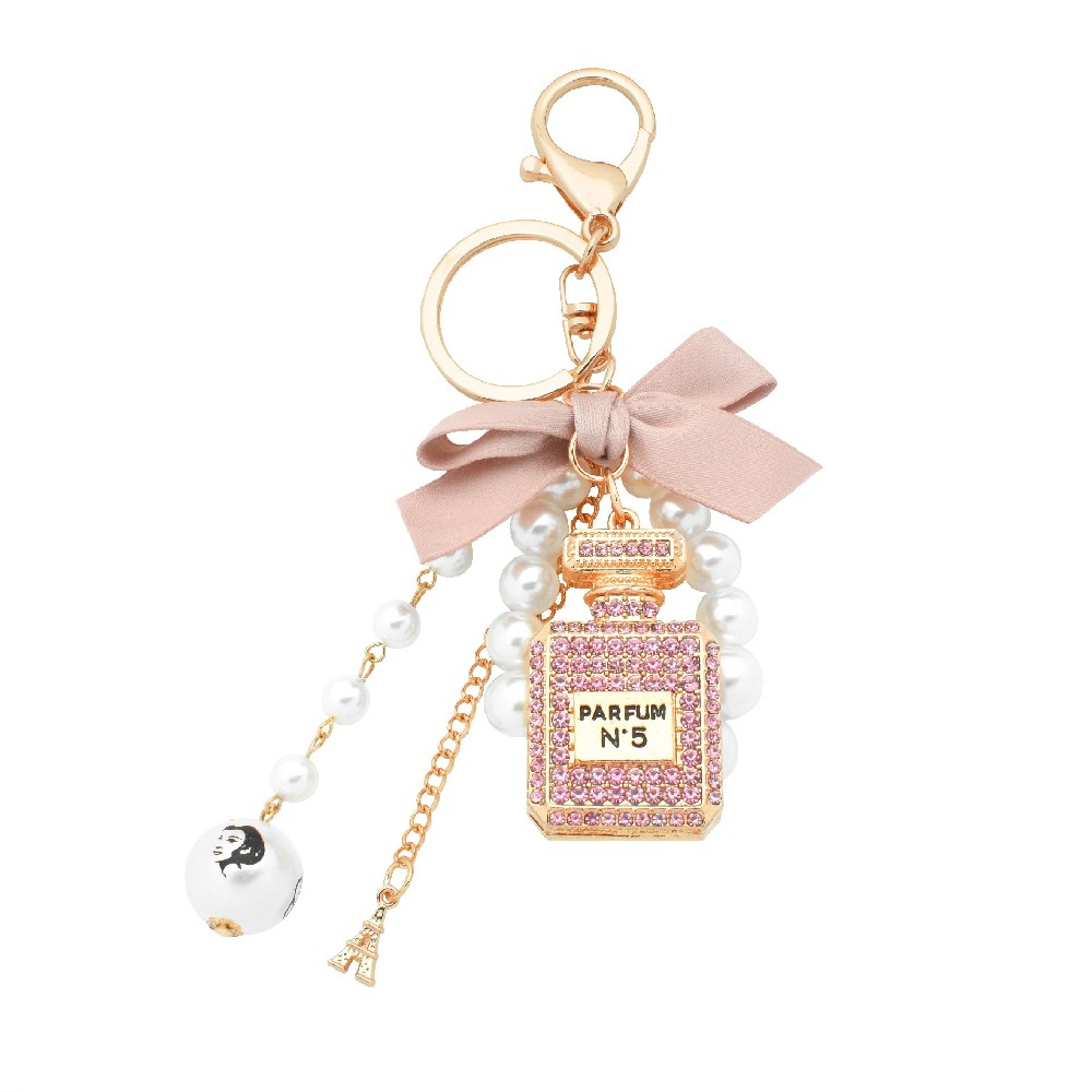 Luxury fashion split fancy metal diamond handbag keychain key ring strap