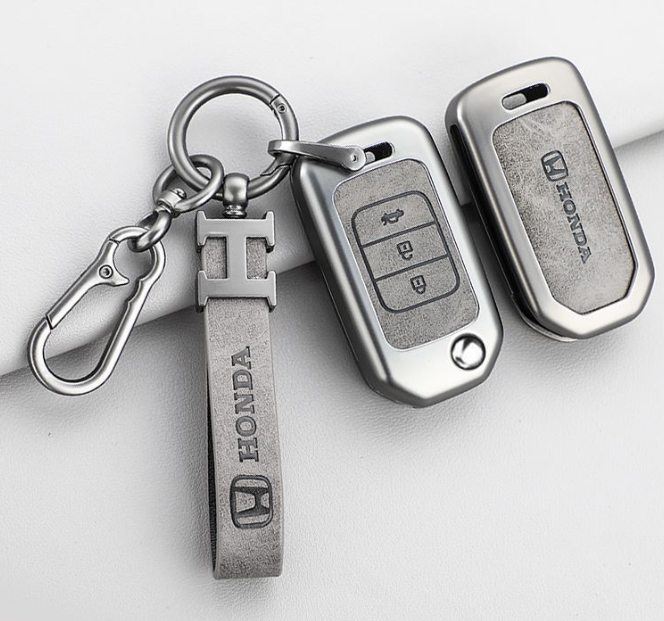 Zinc alloy leather honda accord crv civic key fob cover case replacement for car key