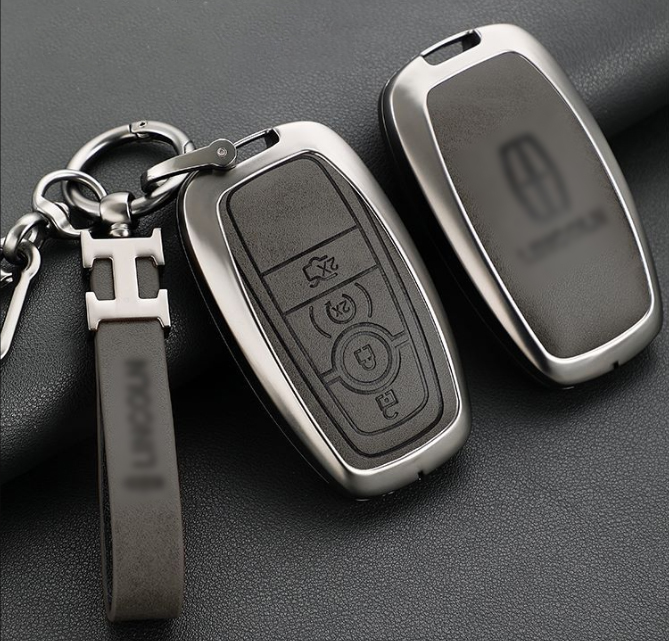 Lincoln Navigator  MKC MKZ metallic metal alloy leather car remote key fob cover case