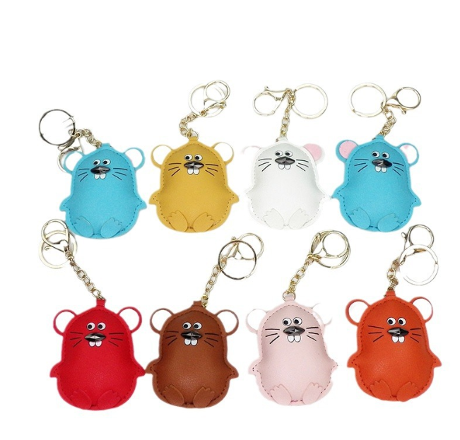 New totoro leather charm creative cartoon joy mouse car keychain charm luggage gift key ring pendan