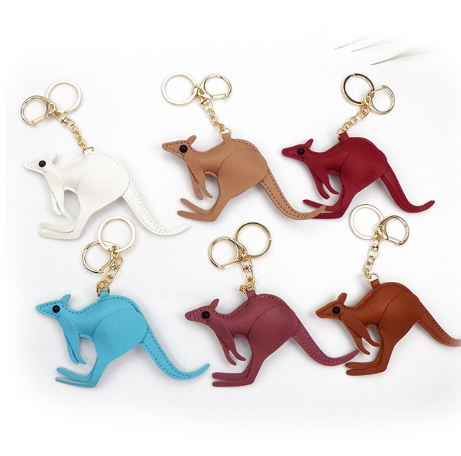 cartoon kangaroo PU leather bag hanging decorations keychain handbag charm