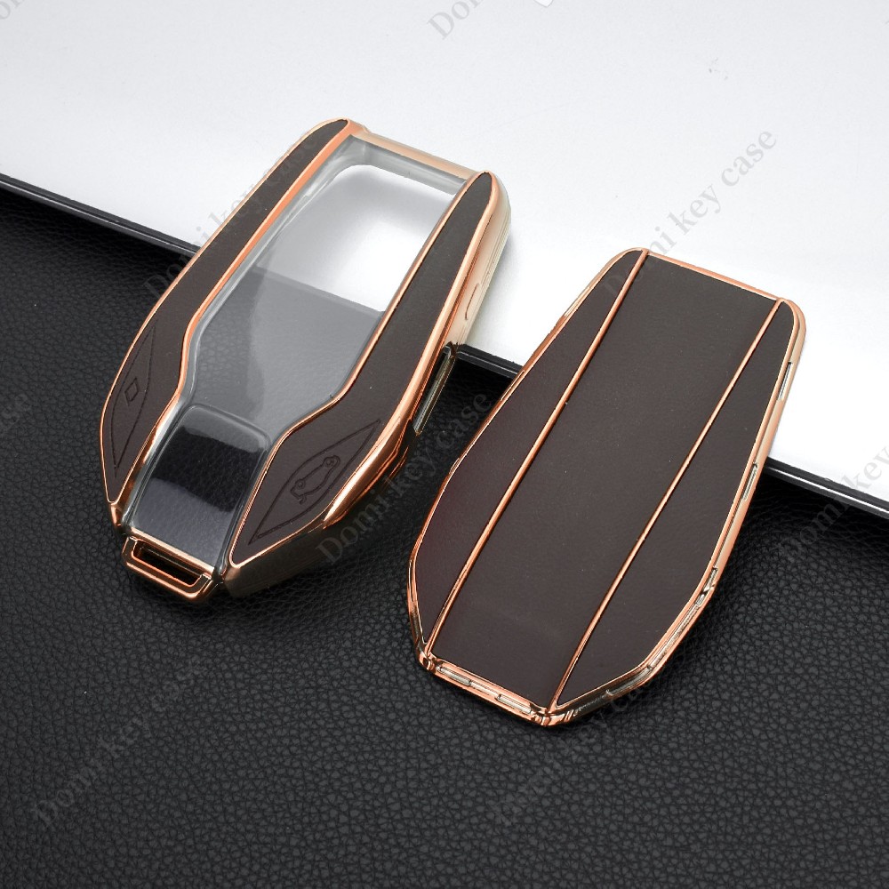 DM TPU+Leather BMW key sleeve LCD screen x57 series 5 series 8 Series x7tpu ultra-thin transparent c