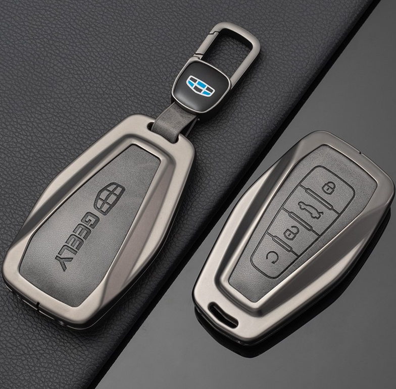 China supplier wholesale zinc alloy leather car remote key case cover shell fob for Geely Emgrand Co