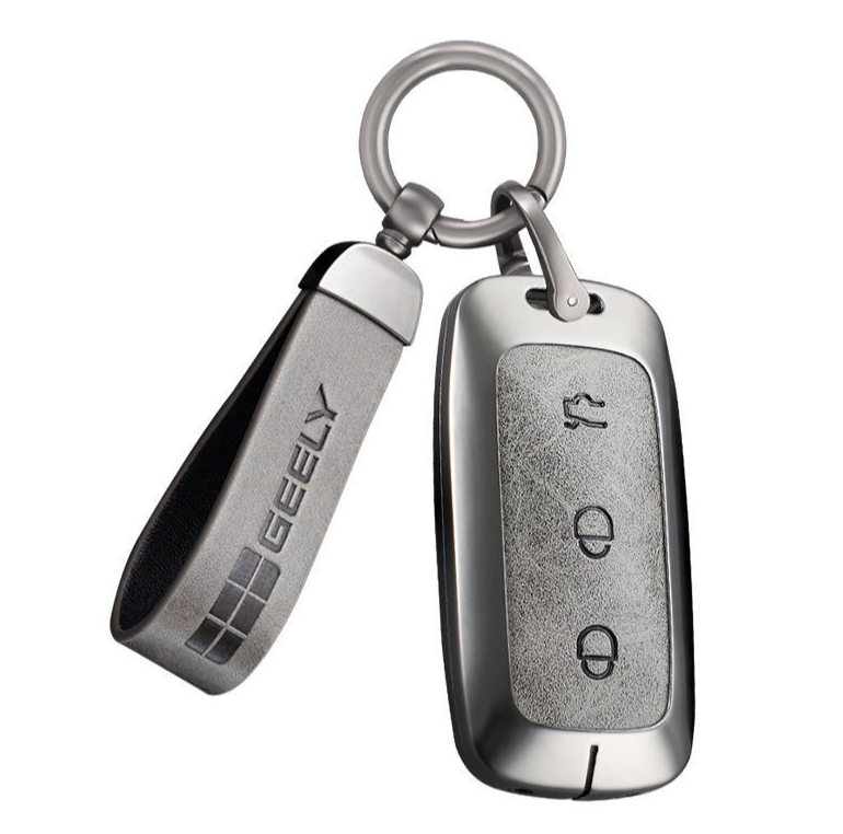 Leather Men & Women Zinc Alloy Metal Car Key Cover Holder Shell case Keychain Key for Geely gala