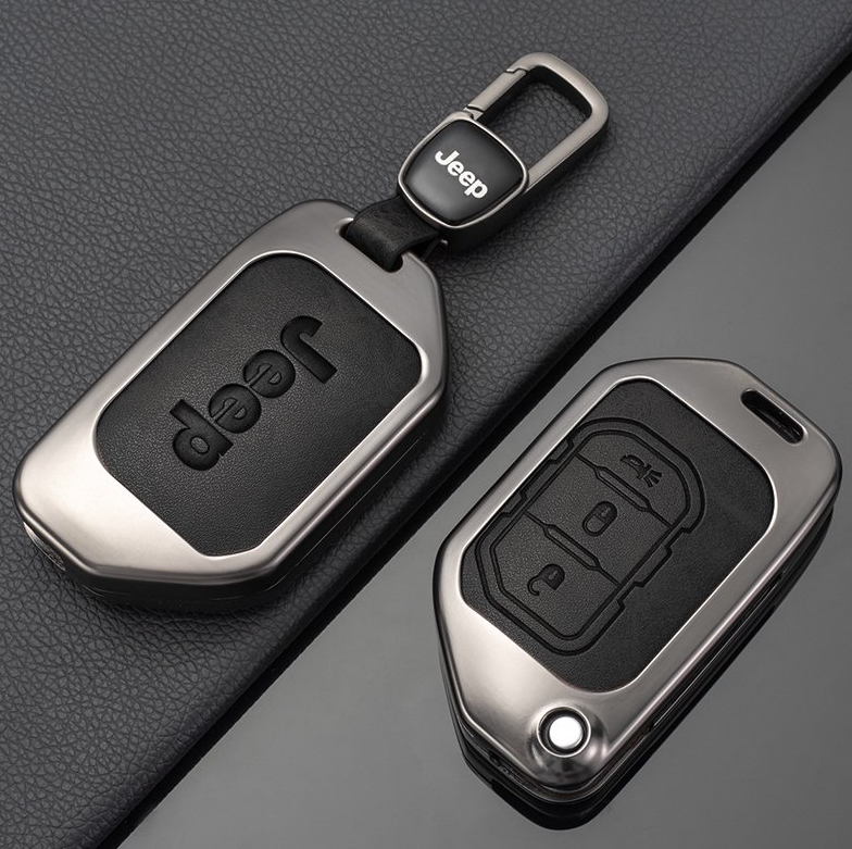 Stylish Zinc Alloy Metal Leather for jeep Compass Car Remote Key case Cover Fob Protector 2 3 Button