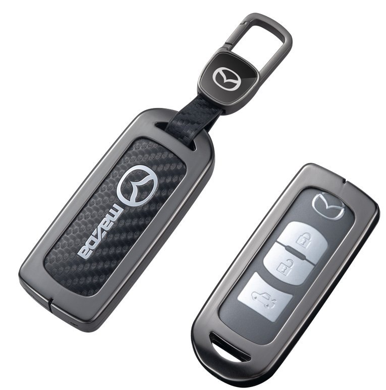 Mazda CX4 CX5 CX7 carbon fiber metal car remote control key case cover fob protector