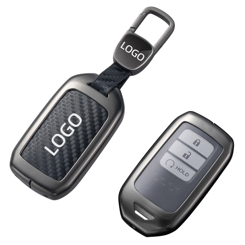 Wholesale carbon fiber leather zinc alloy metal car key case fob cover shell for Honda