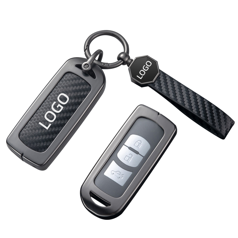 Mazda CX4 CX5 CX7 carbon fiber metal car remote control key case cover fob protector