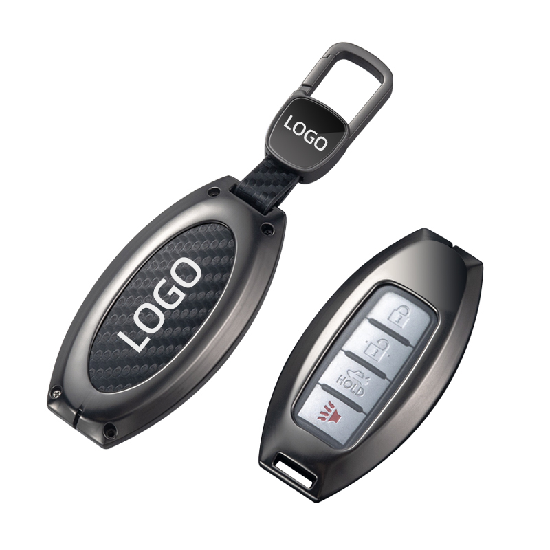 Wholesale zinc alloy carbon fiber leather car remote key case cover shell fob for Nissan