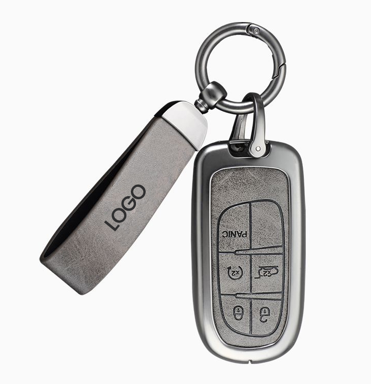 Zinc alloy leather car key case cover shell fob for Jeep