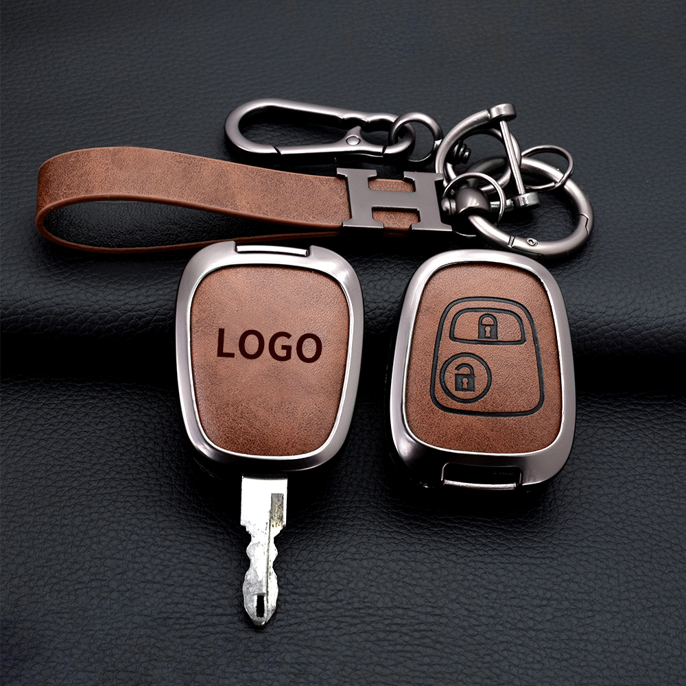 China manufacturer wholesale zinc alloy leather car remote key case cover for Peugeot
