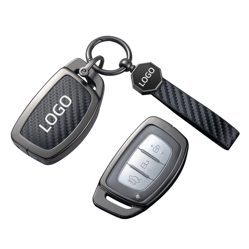 New creative design carbon fiber zinc alloy hyundai santa fe car key fob cover case