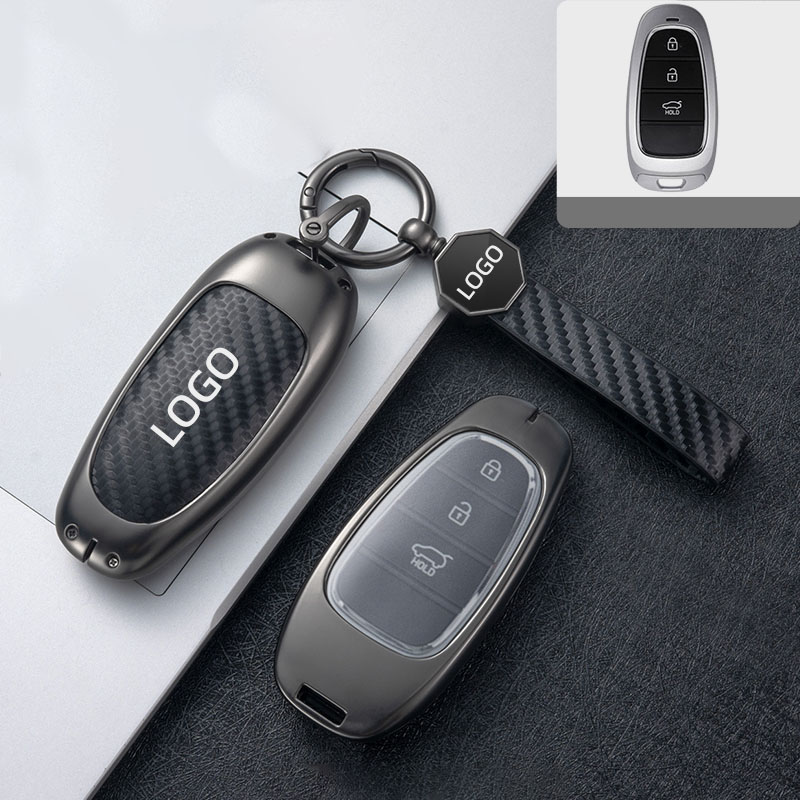 DM Hyundai Key Fob Cover Case Metal Smart Key Holder Protector Compatible for Tucson Santa fe Sonata