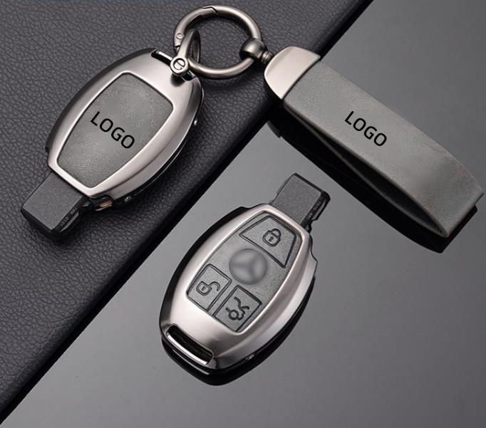 Wholesale fashion luxury high quality zinc alloy leather car key replacement insurance fob cover cas