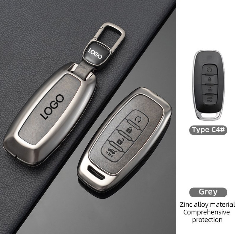 Low MOQ zinc alloy leather car remote key fob cover case shell for Nissan TEANA Ariya
