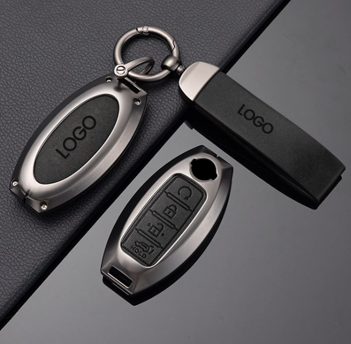 Nssan x-trail Patrol Livina Tiida zinc alloy metal PU leather car key fob cover case
