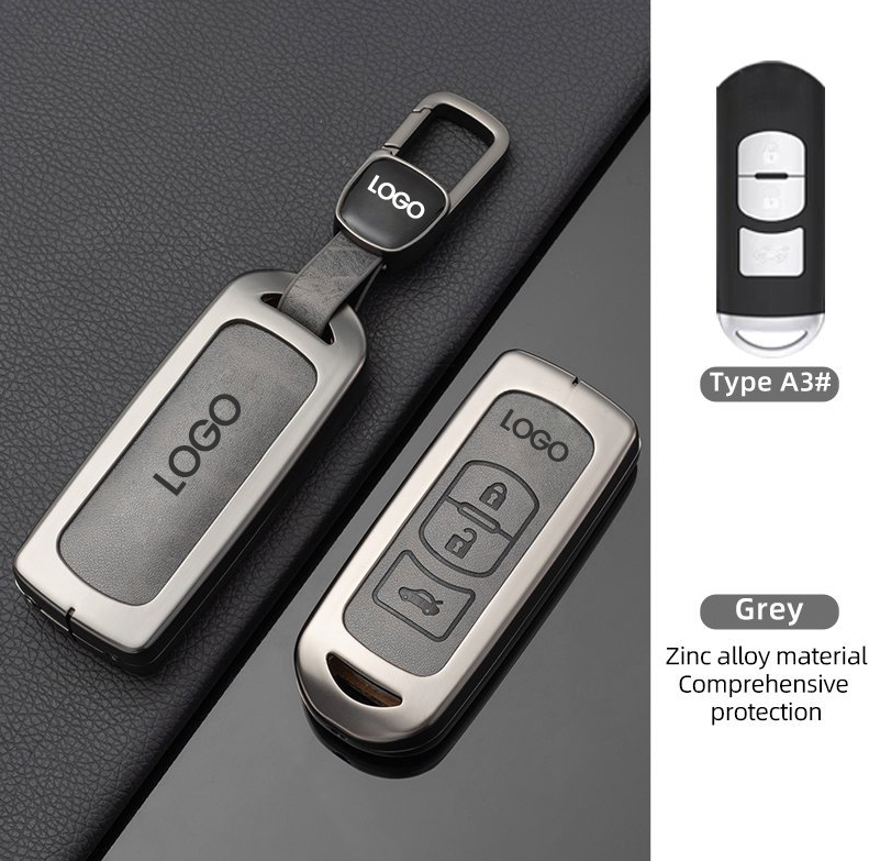 Mazda zinc alloy leather car key remote fob cover case