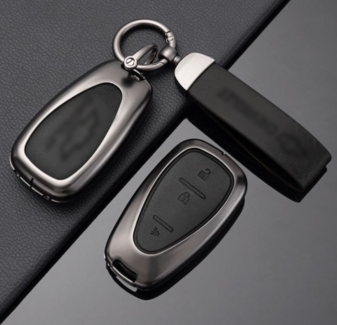 High quality design zinc alloy metal leather car starter key fob cover case protector for Chevy Blaz
