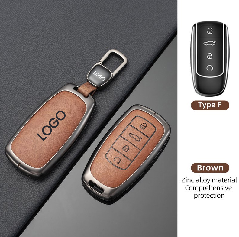 Chery Omoda QQ Tiggo 7 Omoda zinc alloy leather car remote key fob cover case