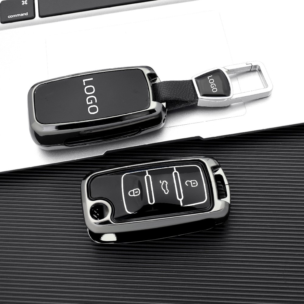 DM Hot Sale for Volkswagen Sagitar Car Key Cover From 2019 to 2023 Metallic Leather Automobile Key F
