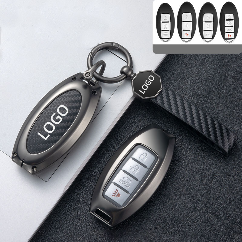 DM High Quality Good Selling Metal Leather carbon fiber Zinc Alloy Car Key Cover For Nissan