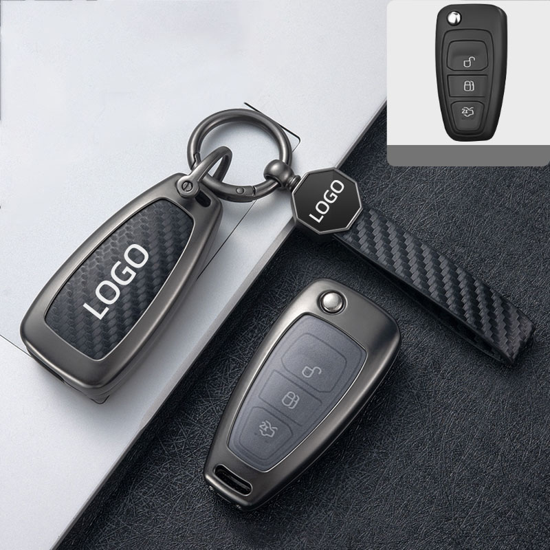 DM Custom Logo Design For Ford Fashion Key Case Zinc Alloy Leather Car Key Cover Cowhide Leather