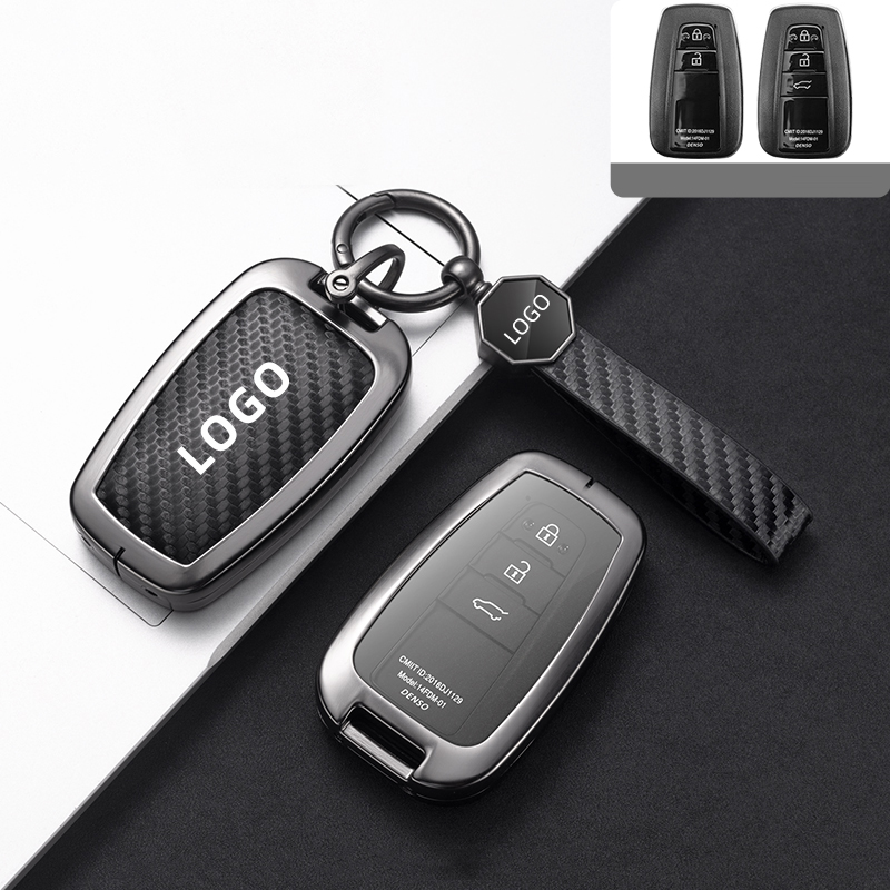 DM carbon fiber Car Key Cover Model for Toyota Highlander RAV4 key bag Car Key Case holder accessory