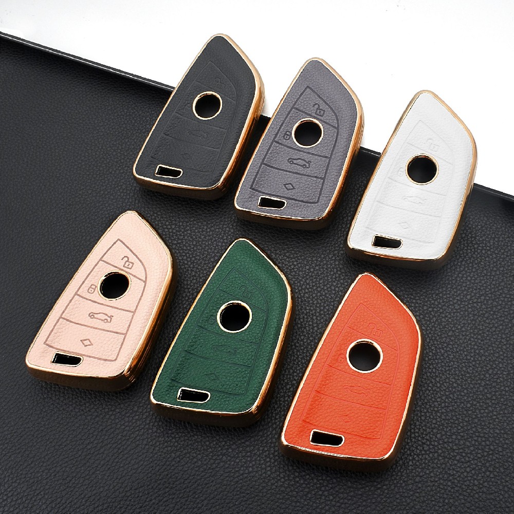 DM Leather Aluminum Alloy Car Key Case Cover For BMW X1 X3 X4 X5 F15 X6 F16 G30 7 Series G11 F48 F39