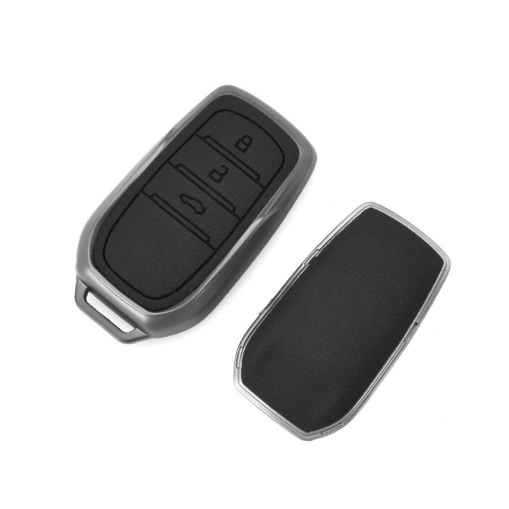DM Custom made logo color tpu leather for toyota car smart key cover fob case with keychain set