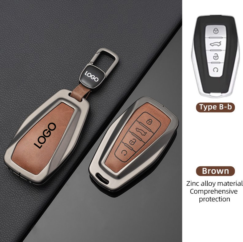 China supplier wholesale zinc alloy leather car remote key case cover shell fob for Geely Emgrand Co