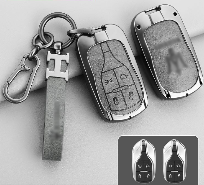 Maserati Ghibli quattroporte Turismo GranCabrio Spyder zinc alloy leather car remote key fob cover