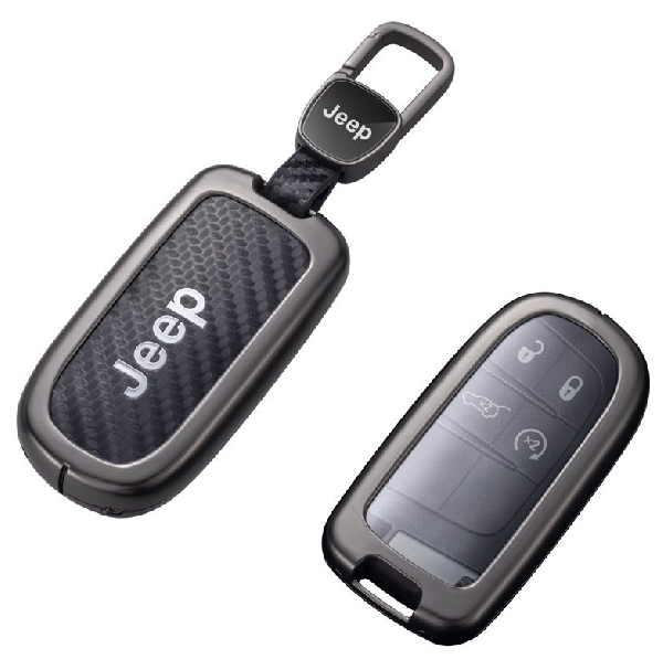 Jeep compass Dodge zinc alloy carbon fiber leather car key case fob cover protector