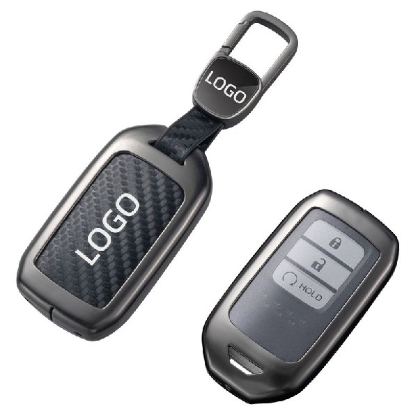 Wholesale carbon fiber leather zinc alloy metal car key case fob cover shell for Honda