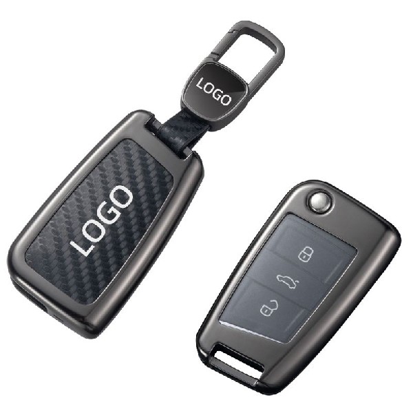 Skoda metal carbon fiber car smart key case fob cover shell housing