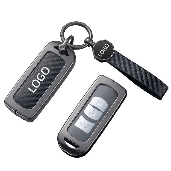 Mazda CX4 CX5 CX7 carbon fiber metal car remote control key case cover fob protector