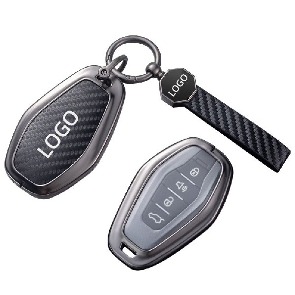 Wholesale Jetour carbon fiber metal car smart key case cover fob shell with keychain