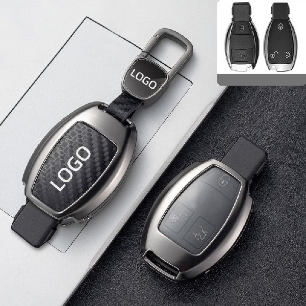 Unisex simple design carbon fiber leather car smart key case cover fob protector for Mercedes Benz