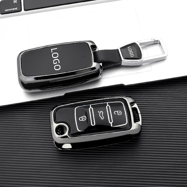 DM Hot Sale for Volkswagen Sagitar Car Key Cover From 2019 to 2023 Metallic Leather Automobile Key F