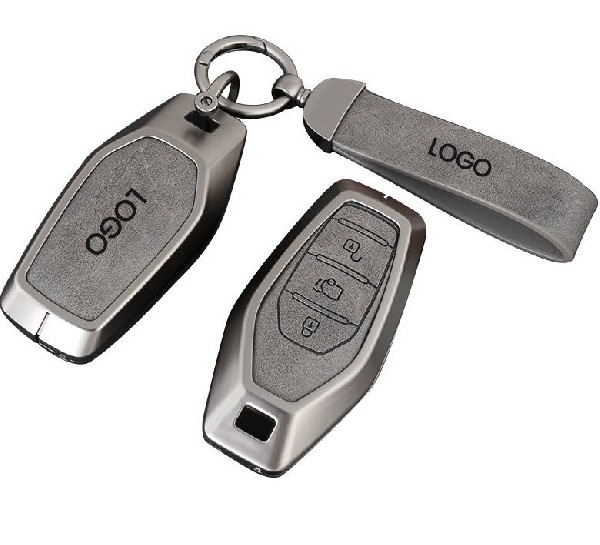Zinc alumunium leather zinc alloy for Mahindra car key fob cover case skin housing