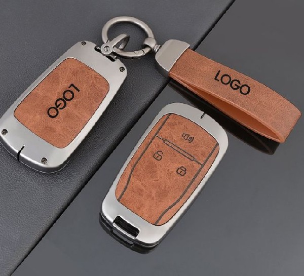 Zinc alumunium Leather metal for Jac car remote key case cover shell protector